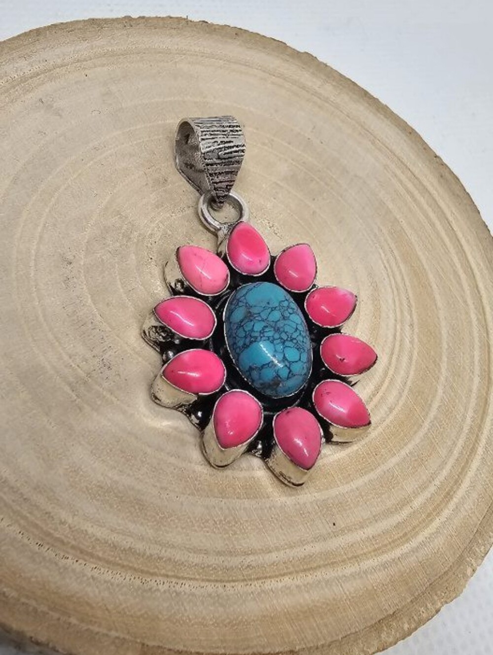 Native American Turquoise/cotton Candy Sterling Pendant